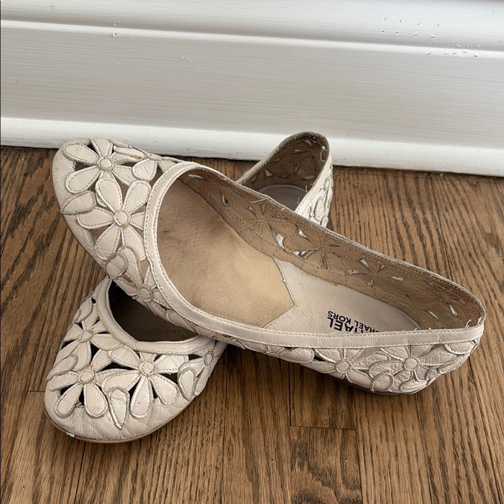 Michael Michael Kors Floral Cutout Cream Flats